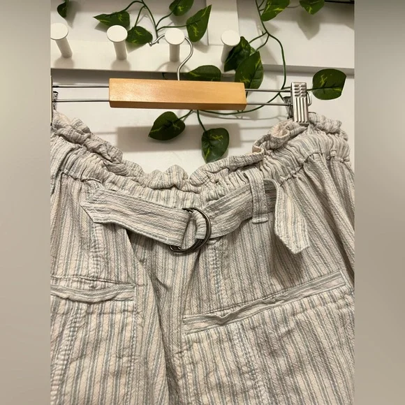 New Sz XS Free People Runyon Oversize Stripe Pant Harem Pale Blue Drawstring - Picture 7 of 9